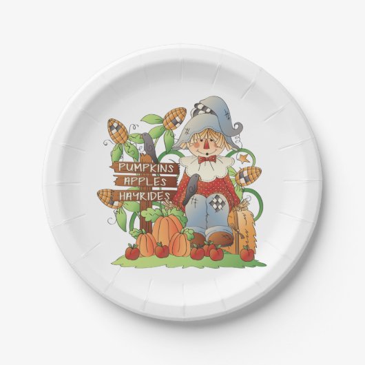Pompoenen Appels Hayrides Papier Borden Papieren Bordje (Voorkant)