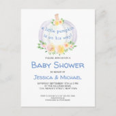 Pompoenen Baby shower Blauw Briefkaart Uitnodigen (Voorkant)