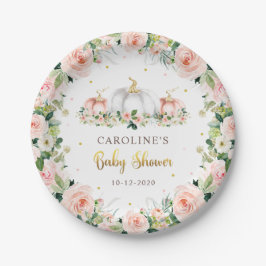 Pompoenen Baby shower Blush Pink and Gold Papieren Bordje
