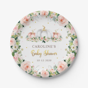 Pompoenen Baby shower Blush Pink and Gold Papieren Bordje