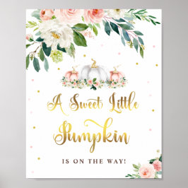 Pompoenen Baby shower Blush Pink and Gold Party Si Poster