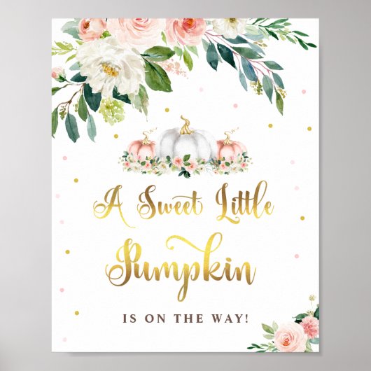 Pompoenen Baby shower Blush Pink and Gold Party Si Poster (Voorkant)