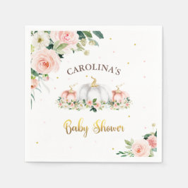 Pompoenen Baby shower Blush Pink and Gold Servet