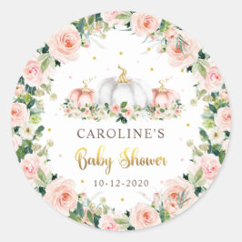 Pompoenen Baby shower Blush roze en goudkoorts Ronde Sticker