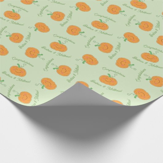 Pompoenen Baby shower Cute Herfst Cadeaupapier (Hoek)