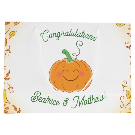 Pompoenen Baby shower Cute Herfst Groot Cadeauzakje (Achterkant)