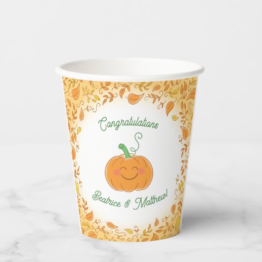 Pompoenen Baby shower Cute Herfst Papieren Bekers (Voorkant)
