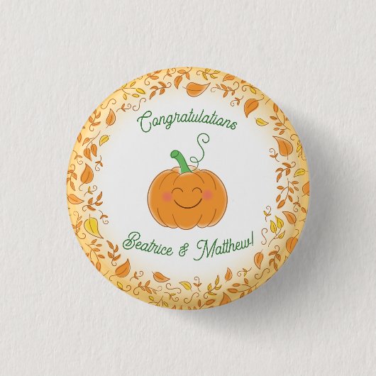 Pompoenen Baby shower Cute Herfst Ronde Button 3,2 Cm (Voorkant)