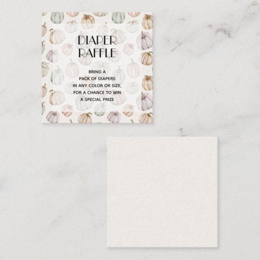 Pompoenen Baby shower Diaper Raffle Informatiekaartje (Voorkant / Achterkant)
