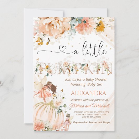 Pompoenen baby shower een beetje pompoen is onderw kaart (Voorkant)