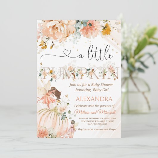 Pompoenen baby shower een beetje pompoen is onderw kaart (Staand voorkant)