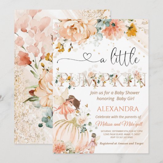 Pompoenen baby shower een beetje pompoen is onderw kaart (Voorkant / Achterkant)