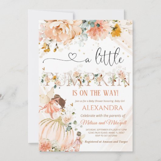 Pompoenen baby shower een beetje pompoen is onderw kaart (Voorkant)