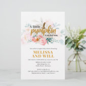 Pompoenen Baby shower Floral Uitnodiging Briefpapier (Staand voorkant)