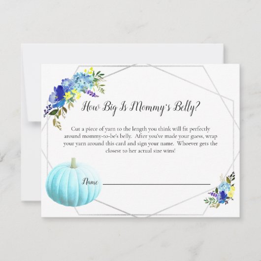 Pompoenen Baby shower Mam's Belly Size-spel | Blau Kaart (Voorkant)