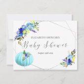 Pompoenen Baby shower Mam's Belly Size-spel | Blau Kaart (Achterkant)