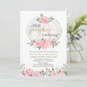 Pompoenen baby shower, roze goudelegant kaart (Staand voorkant)