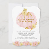 Pompoenen Baby shower, roze goudlegant Kaart (Voorkant)