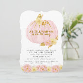 Pompoenen Baby shower, roze goudlegant Kaart (Staand voorkant)