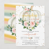 Pompoenen Baby shower, roze goudlegant Kaart (Voorkant / Achterkant)