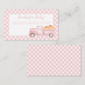 Pompoenen Baby shower Roze speldenboeken voor Baby Informatiekaartje (Voorkant / Achterkant)