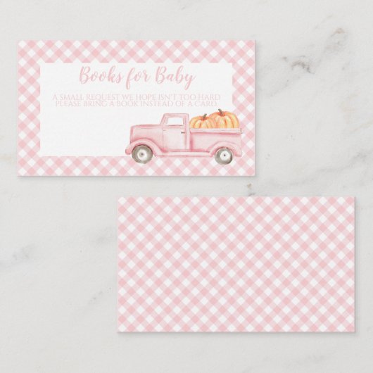 Pompoenen Baby shower Roze speldenboeken voor Baby Informatiekaartje (Voorkant / Achterkant)
