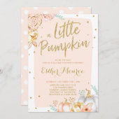 Pompoenen Baby shower Uitnodiging Blush Pink and G (Voorkant / Achterkant)