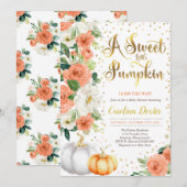 Pompoenen Baby shower Uitnodiging Oranje roze & go (Voorkant / Achterkant)