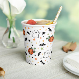 Pompoenen Bats Geesten Schattige Halloween Pattern Papieren Bekers