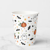 Pompoenen Bats Geesten Schattige Halloween Pattern Papieren Bekers (Achterkant)