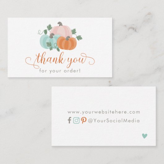 Pompoenen Bedankt voor uw bestelling Visitekaartje (Voorkant / Achterkant)