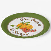 Pompoenen, bessen, bladeren en valkleuren Thanksgi Papieren Bordje (Gekanteld)