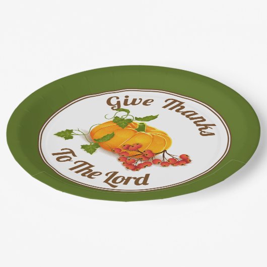 Pompoenen, bessen, bladeren en valkleuren Thanksgi Papieren Bordje (Gekanteld)