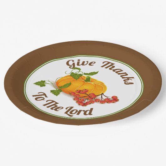 Pompoenen, bessen en bladeren Thanksgiving herfst Papieren Bordje (Gekanteld)