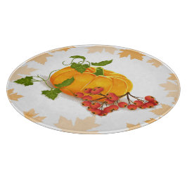 Pompoenen, bessen en bladeren Thanksgiving herfst Snijplank
