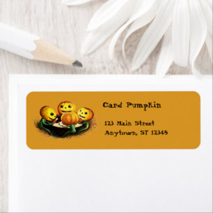 Pompoenen bij Kaarten Halloween Labels Sinaasappel