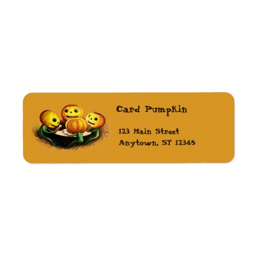 Pompoenen bij Kaarten Halloween Labels Sinaasappel (Voorkant)