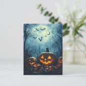 Pompoenen bij Nacht Halloween Wenskaart Briefkaart (Staand voorkant)