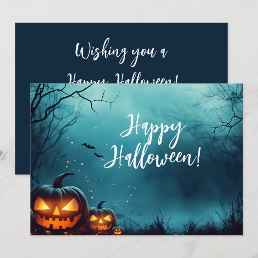 Pompoenen bij Nacht Halloween Wenskaart Kaart (Voorkant / Achterkant)