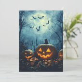Pompoenen bij Nacht Halloween Wenskaart Kaart (Staand voorkant)