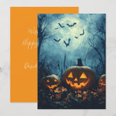 Pompoenen bij Nacht Halloween Wenskaart Kaart (Voorkant / Achterkant)