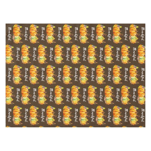 Pompoenen, bladeren en olievlekken - Dankank patro Tafelkleed (Voorkant (Horizontaal))