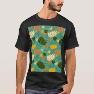 Pompoenen, bladeren: herfst groente patroon t-shirt
