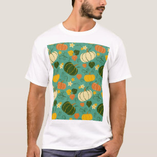 Pompoenen, bladeren: herfst groente patroon t-shirt