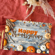 Pompoenen Bladeren Houten Thanksgiving Papier Plac