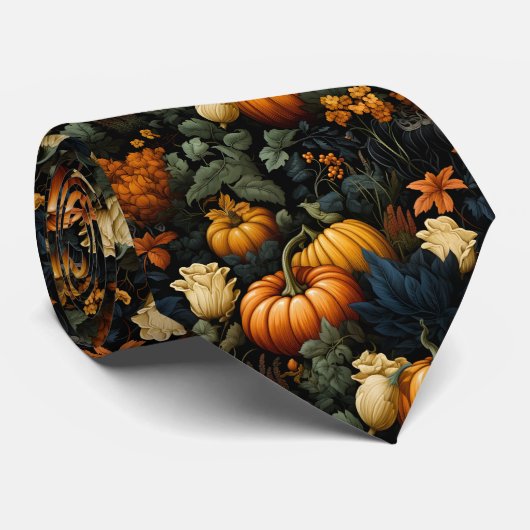 Pompoenen Bloemenkunst stropdas (Opgerold)