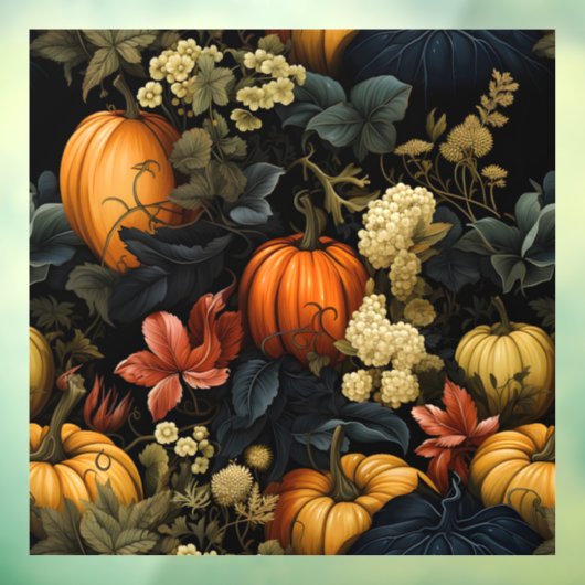 Pompoenen Bloemenkunst Venster Cling Raamsticker (Vel 3)