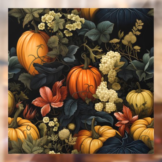 Pompoenen Bloemenkunst Venster Cling Raamsticker (Vel 2)