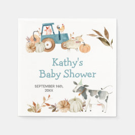 Pompoenen Boerderij Animal Tractor Floral Napkins Servet