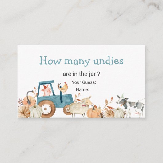 Pompoenen Boerderij Dierentractor Hoeveel eenheden Informatiekaartje (Voorkant)